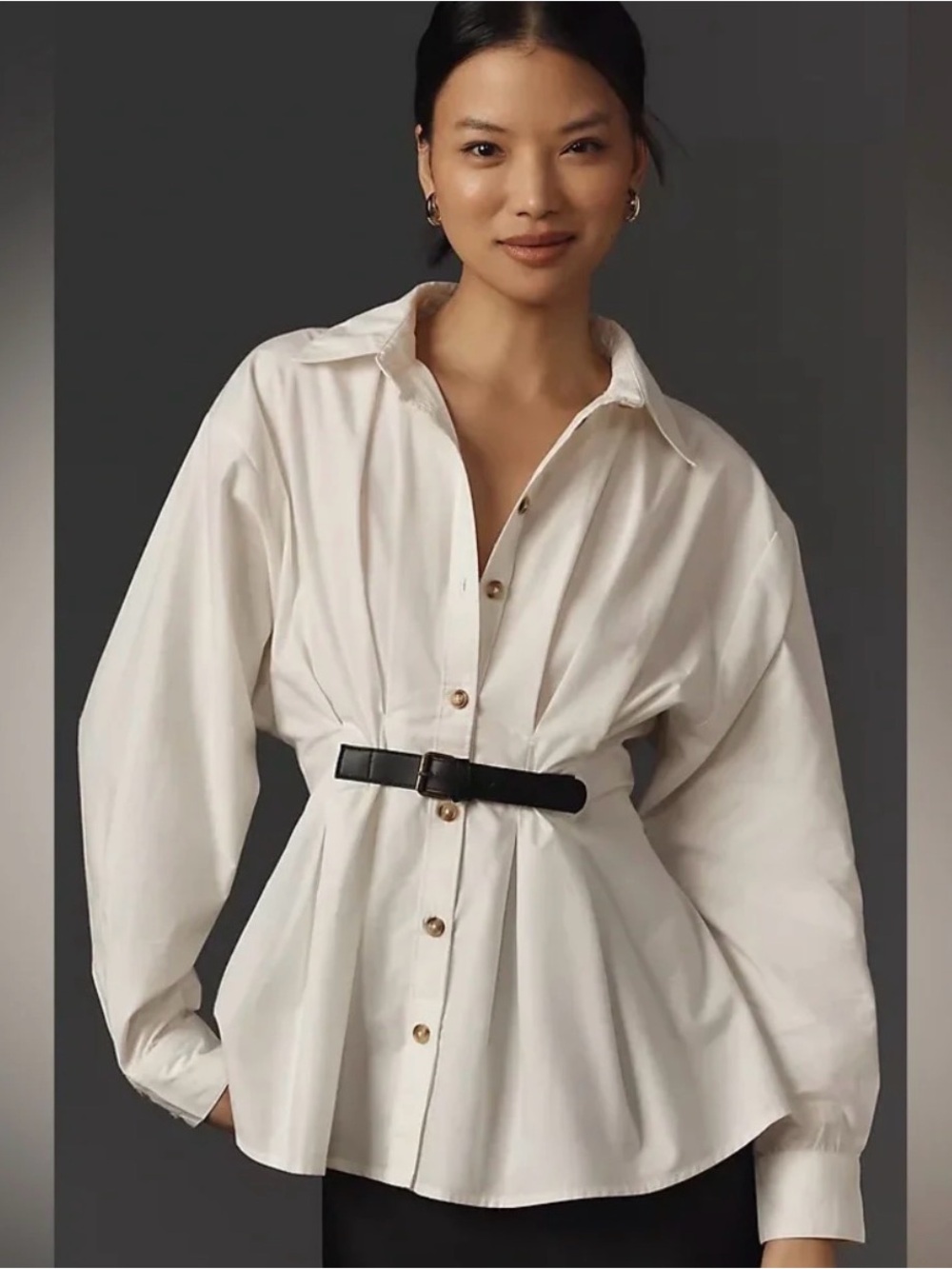 Anthropologie Belted Buttondown Shirt
